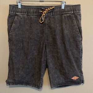 Pit Viper Men's Washed Black Athletic Shorts with Yellow Accent Drawcord